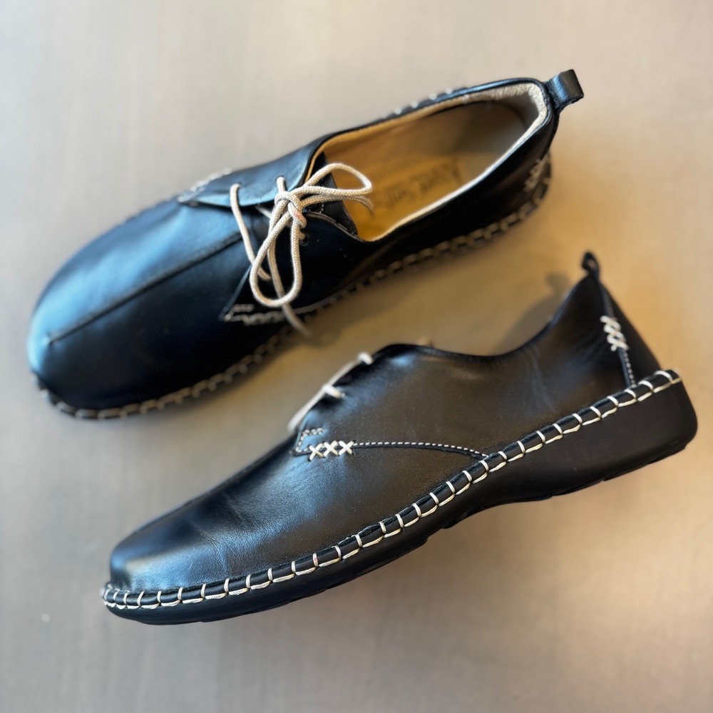 Josef Seibel Women 9 EU 40 Black Leather Lace Up Comfort Oxford Shoe Casual Boho